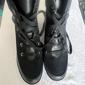 UGG Black Combat Moto Boots with Chunky Sole